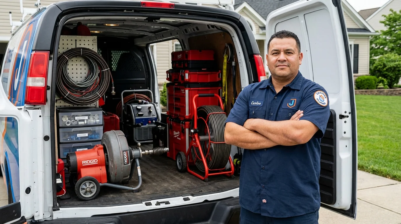 Professional drain cleaning equipment and Johns Plumbing LLC plumber in Edina