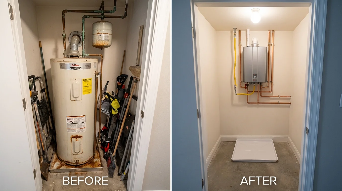 Tank water heater versus wall-mounted tankless unit comparison for Edina, MO homeowners