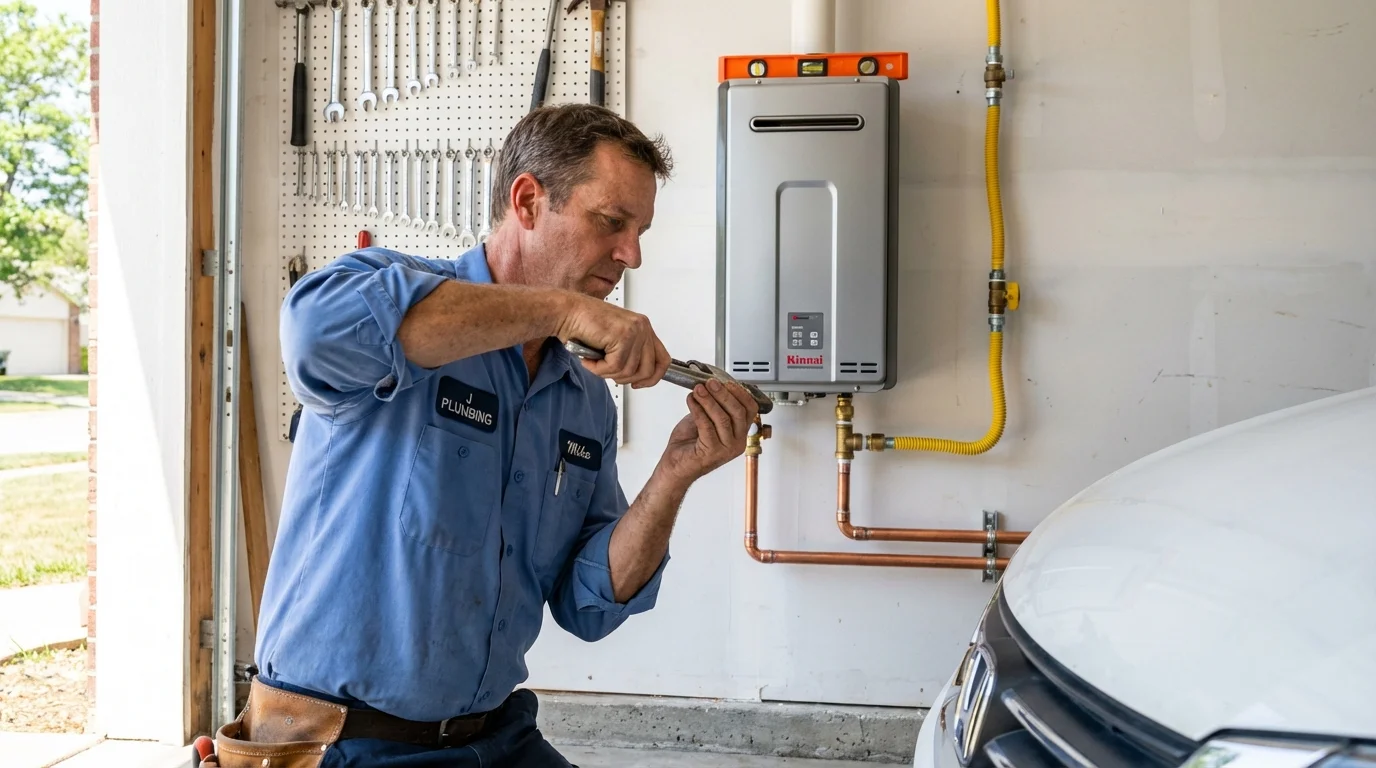 Tankless water heater installation by a Johns Plumbing LLC plumber in Edina